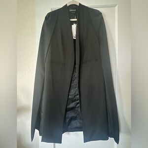 HAODUOYI Sleek Black Blazer cape open style